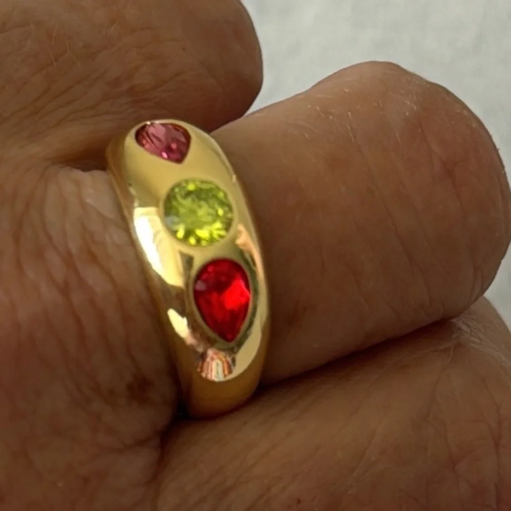 Gorjana Band Ring Nova Gold Plated Crystal Citrus Mix Ring Sz.7 - Picture 10 of 10